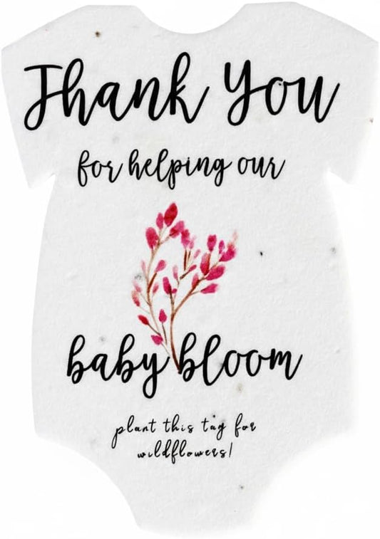 Onesie Seed Paper – 15Pcs Pink Baby Shower Favors for Guests with Wildflower Seeds, Writable & Plantable, Baby Shower Gifts for Guest