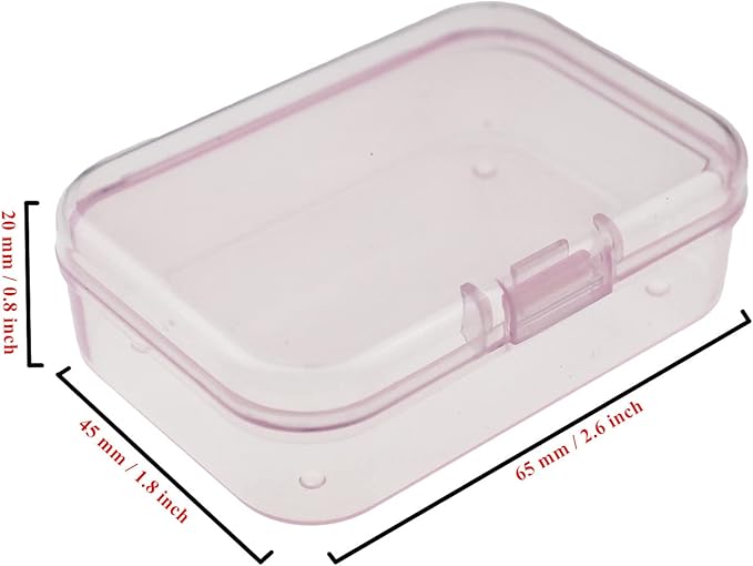 Goodma 30 Pieces Mini Rectangular Plastic Boxes Empty Storage Organizer Containers with Hinged Lids for Small Items and Other Craft Projects (Pink, 2.6 x 1.8 x 0.8 inch)