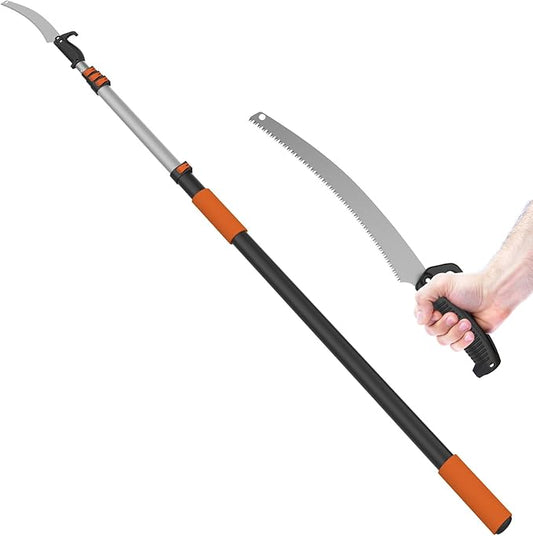 26FT Pole Saw, Telescoping Tree Trimmer with 5-20FT Extension Pole, Manual Branches Pruner for Backyard, Orange
