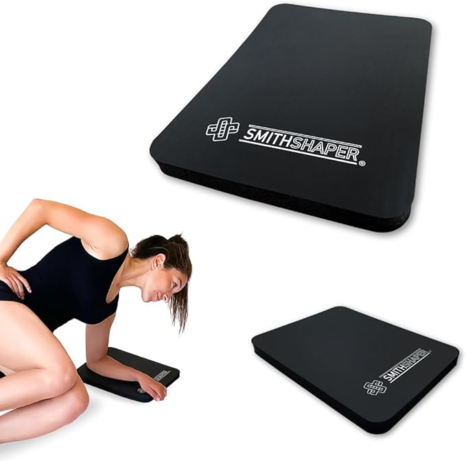 SmithShaper® SUPER PAD Thick Exercise Knee Mat (25.4mm) Cushions Knees and Elbows During Ab Rollouts (ab rolls), Knee Pushups and Planks Workouts/Yoga | Durable, Soft Nitrile Rubber | Resists Odors