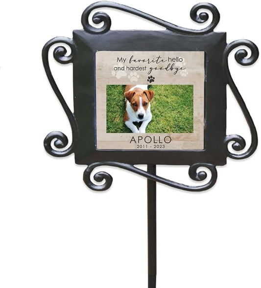 GiftsForYouNow Hardest Goodbye Personalized Pet Memorial Garden Plaque with Photo