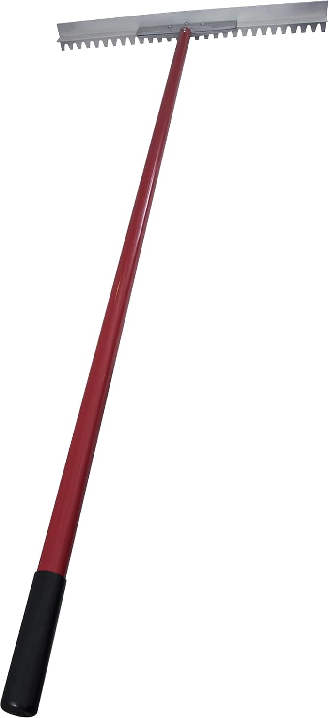 MARSHALLTOWN Asphalt Lute Rake, Blunt 32 Inch Blade, 72 Inch Aluminum Handle, T Connector, Made in The USA, RED700026C