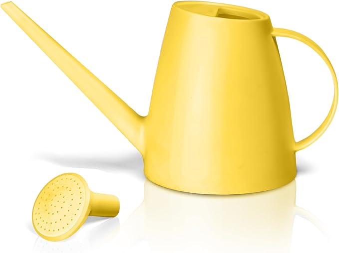Plastic Watering Can - for Indoor and Outdoor House Plant Garden - with Long Spout - 1/2 Gallon - Yellow