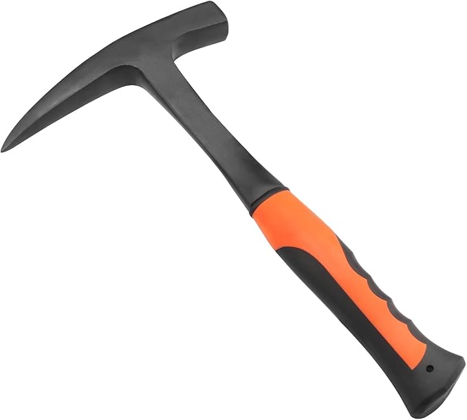 28 oz Rock Pick Hammer, 12 Inch All Steel Rock Pick Hammer, by GENHAKON.