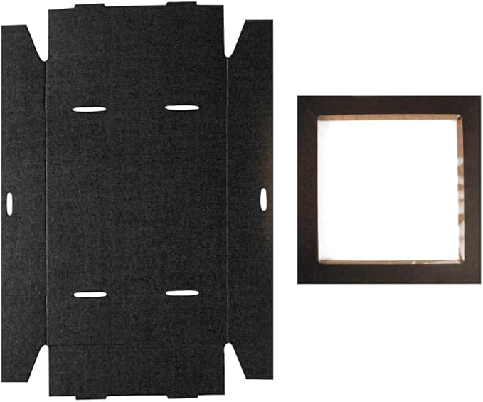 Restaurantware Cater Tek 9 x 9 x 2.4 Inch Baked Goods Boxes 10 Greaseproof Pastry Boxes - Window Lids Insert Tab Lock Black Paper Catering Boxes Easy Assembly For Charcuterie Or Cupcakes