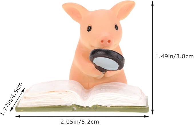 Pig Statue Mini Pig Figurine, Resin Home Decor, Lucky Animal Garden Statue for Micro Landscape (Pig is Reading)