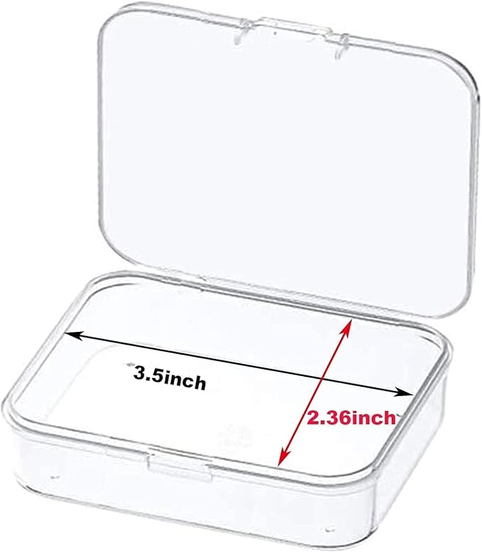 48 Pcs Mini Plastic Storage Containers Box with Lid, 3.5x2.4 Inches Clear Rectangle Box for Collecting Small Items, Beads, Game Pieces, Business Cards, Crafts Accessories