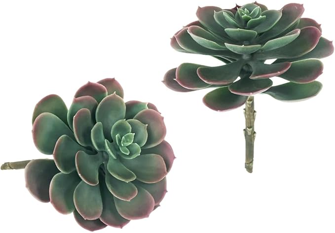2Pcs Artificial Succulent Plants, Lotus Flower Realistic Fake Succulents, Fake Plant for Garden Arrangement Decor, Autumn