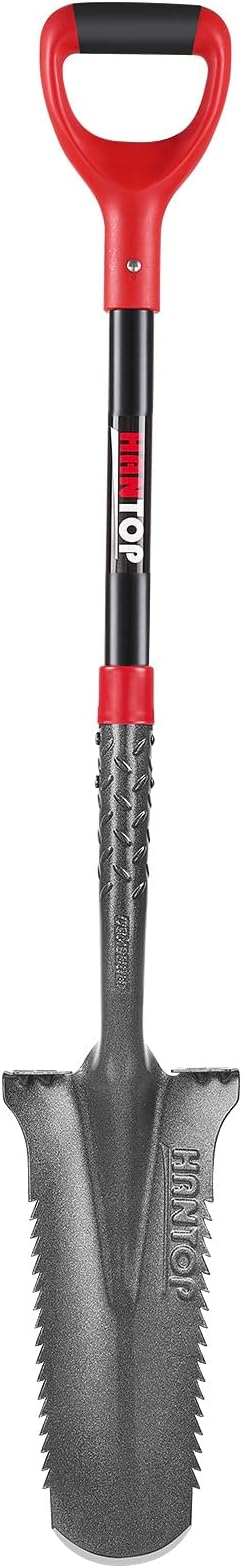 Drain Spade Shovel - Trenching, Transplanting, Narrow, Serrated for Digging, 44 Inches