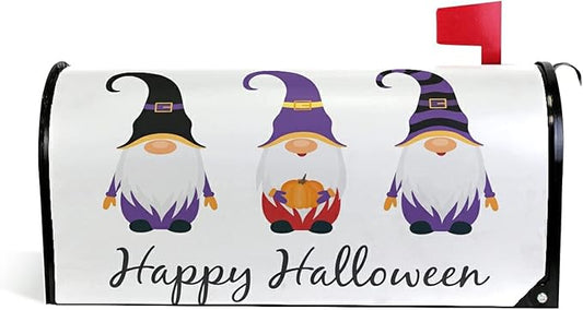 ALAZA Happy Halloween Gnome Magnetic Mailbox Cover MailWraps Garden Yard Home Decor for Outside Standard Size-18"x 20.8"