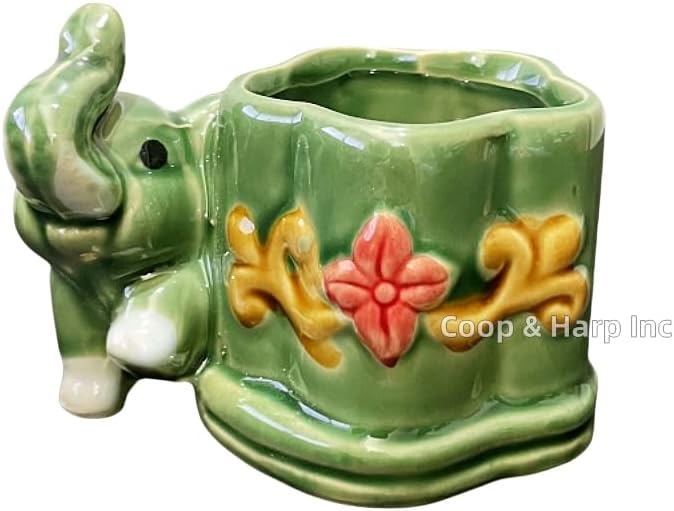 Generic Coop & Harp Small Lucky Bamboo Live Indoor Plant with Ceramic Vase, Live Indoor Lucky Bamboo for Home, Office and Gift (Elephant), Green