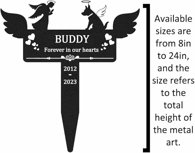 Personalized Custom Dog Memorial Grave Marker, Metal Memorial Sign with Stake for Outdoor Yard, Dog Sympathy Gifts