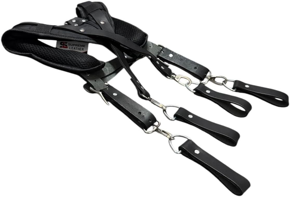 Padded Tool Belt Suspenders – Adjustable Work Suspender with 4 Detachable D-Loops – For Construction, Carpentry, & More