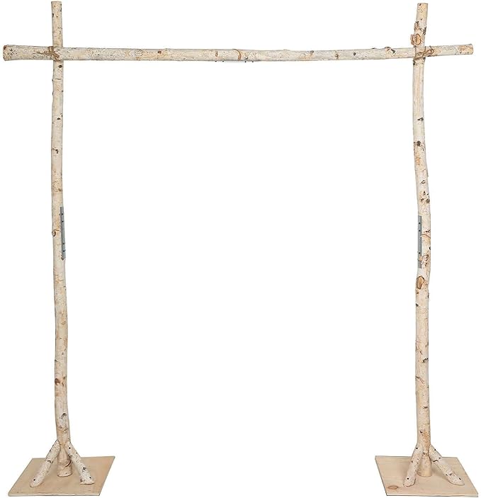 Efavormart 7.5ft Natural Birch Wood Square Wedding Arch, Rustic Arbor Photography Backdrop Stand