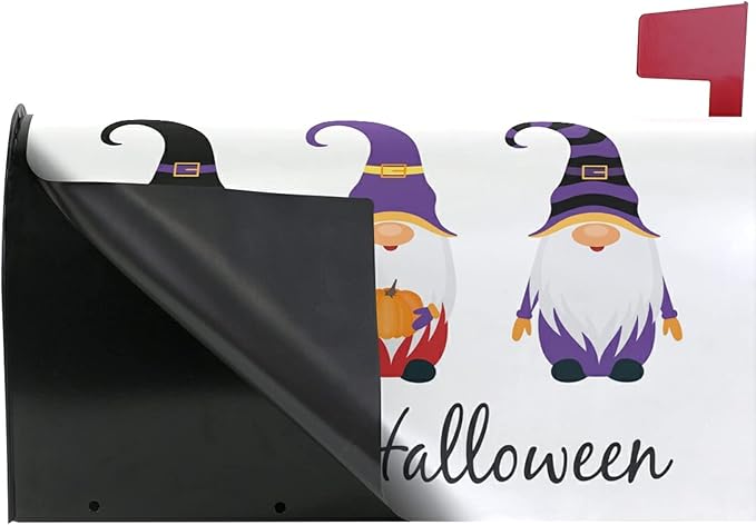 ALAZA Happy Halloween Gnome Magnetic Mailbox Cover MailWraps Garden Yard Home Decor for Outside Standard Size-18"x 20.8"