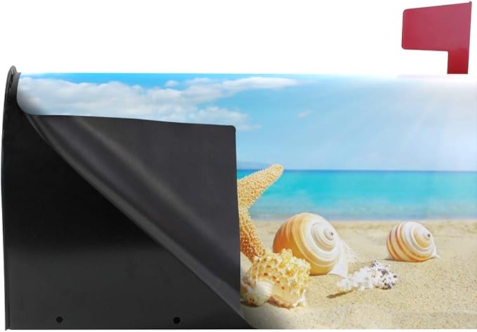 ALAZA Summer Beach with Starfish and Shells Magnetic Mailbox Cover MailWraps Garden Yard Home Decor for Outside Standard Size-18"x 20.8"