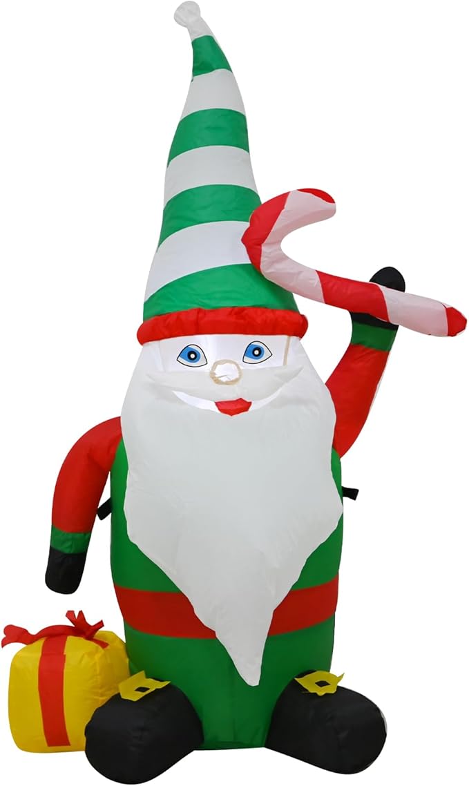 TRMESIA 4FT Inflatable Christmas Gnome Indoor Outdoor Decoration,with LED Lights Garden Yard Lawn Ornament Perfect for Xmas Blow up Decor, Christmas Themed Inflatable Decorations