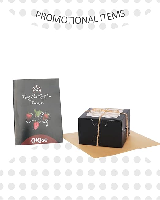 qiqee Black Bakery Box with Window 4x4x2.5 inch 30Packs Macaron Boxes Small Donut Pastry Boxes for Party Mini Cookie Boxes