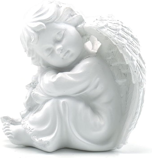 Asng Cherubs Angels Resin Garden Statue Figurine, Adorable Angel Sculpture Memorial Statue, Indoor Outdoor Home Garden Decoration (Hug Little Angel-Left)