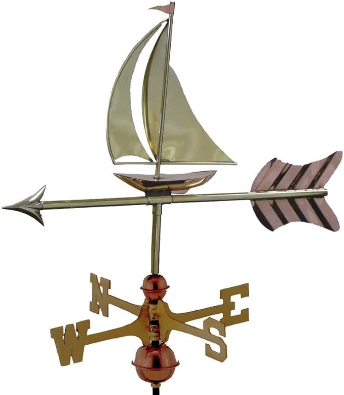 Good Directions 8803PR Sailboat Cottage Weathervane, Polished Copper with Roof Mount,Pure Copper