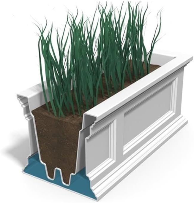 Pemberly Row 3ft Traditional Plastic Window Box in White Finish
