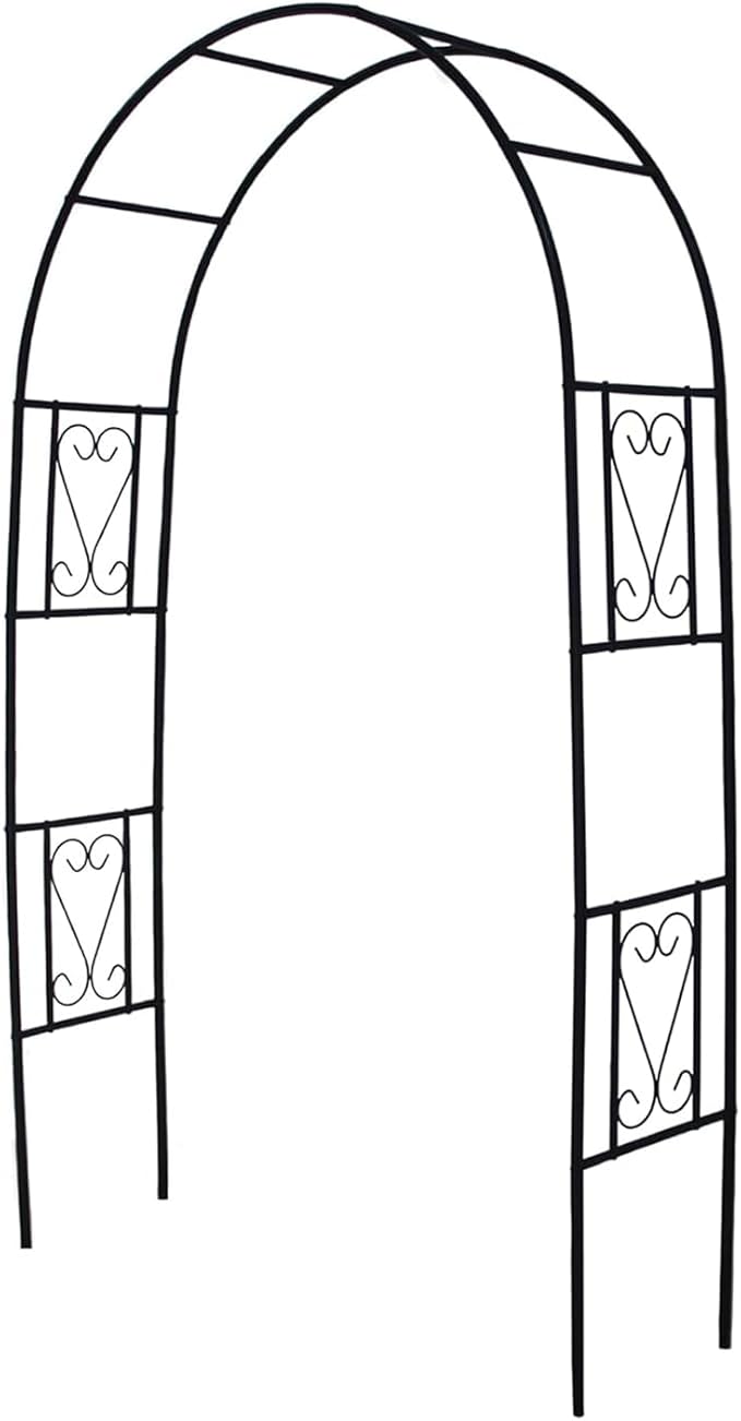 Iron Pergola Arbor Practical, Garden Arbor Arch, Metal Trellis Archway for Climbing Plants Rose Grape Vines, Pergola Decoration for Backyard Patio Lawn Pathway 7 Ft High x 4.1 Ft Wide