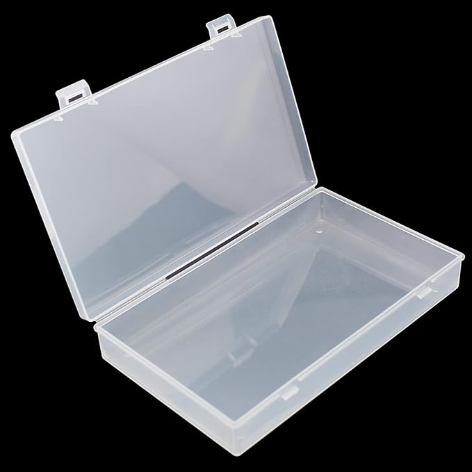 4 Pack Rectangular Clear Plastic Storage Containers Box with Hinged Lid for Beads and Other Small Craft Items (7.87 x 4.72 x 1.38 inch)