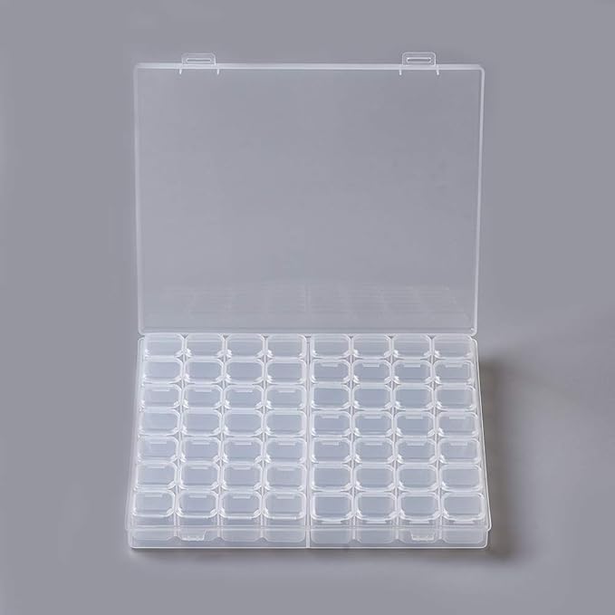 FASHEWELRY 8.3x7.2 Inch 56 Grids Clear Plastic Jewelry Box Storage Containers with Removable Dividers