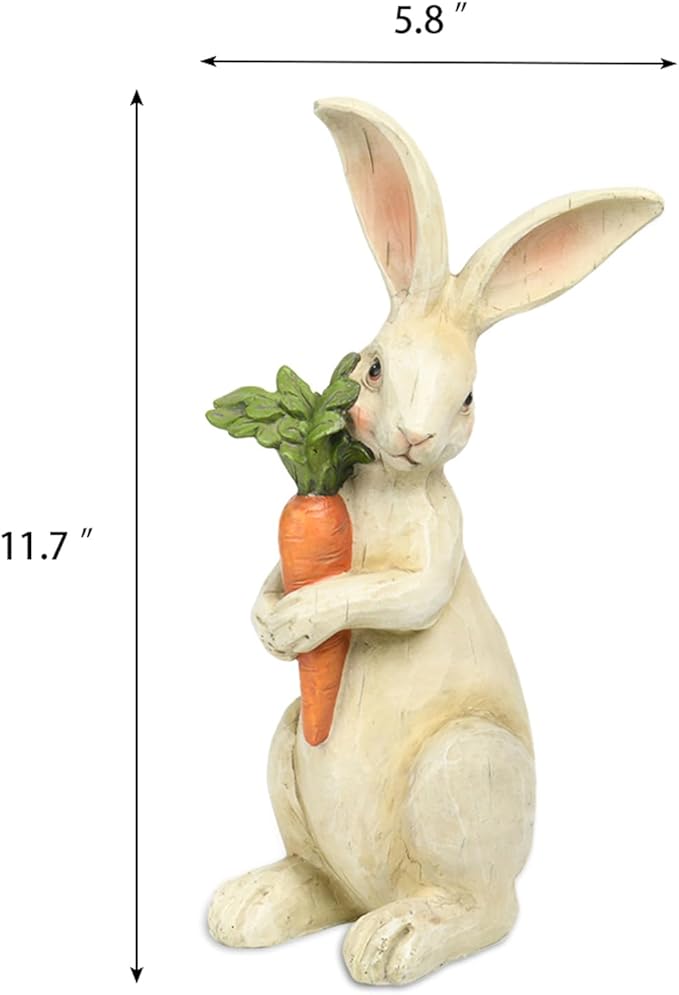 Newman House Studio Standing Rabbit Figurines Home Decoration - Indoor Bunny Statues with Carrots Office Room Decor for Women Table Decor 5.8 L x 5.1 W x 11.7H Inch