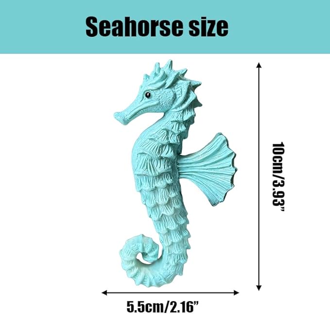 Cute Climbing Seahorse Flower Pot Huggers, Ocean Animal Figurines Plant Decorations for Pots, Resin Flower Pot Decorations, Fairy Garden Accessories, Fish Tank Planter Edge Craft Decor (Seahorse)