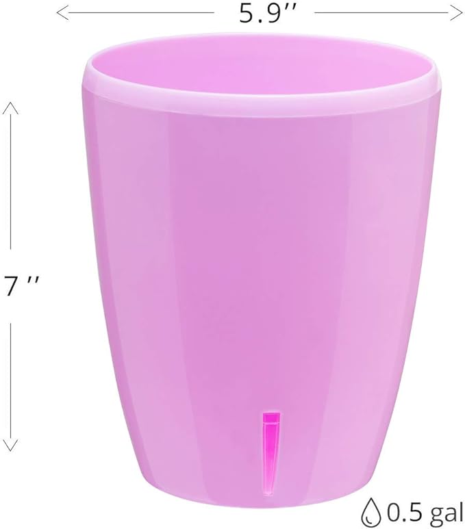 Santino 5.5 Inch ORCHIDEA Self Watering Pots for Orchids in Lavender - Decorative Wicking Planter with w/Great Aerification, Drainage and Water Level Indicator