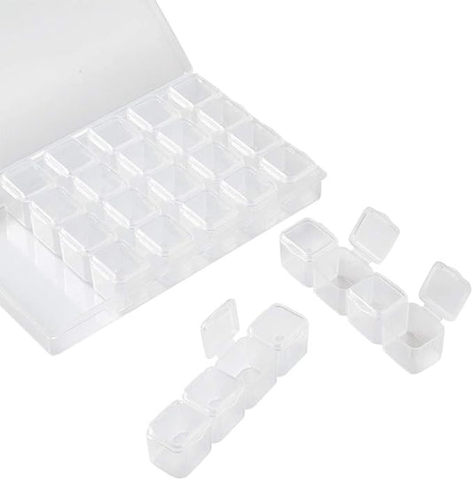 FASHEWELRY 8.3x7.2 Inch 56 Grids Clear Plastic Jewelry Box Storage Containers with Removable Dividers