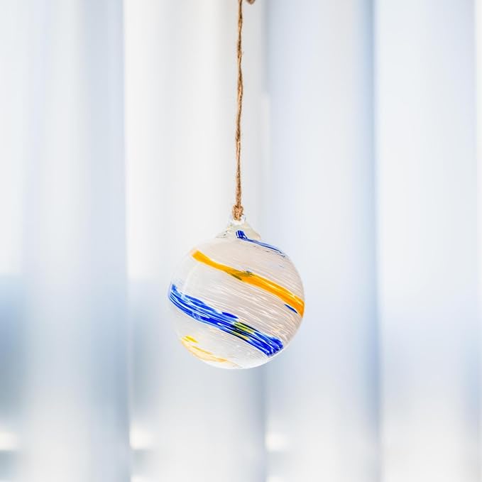 4”Christmas Balls, Gazing Balls Hanging Friendship Balls, Hand-Blown Glass Ball Christmas Ornament for Window Outdoor Home Decor, Christmas Tree Decoration, Gifts for Women (White