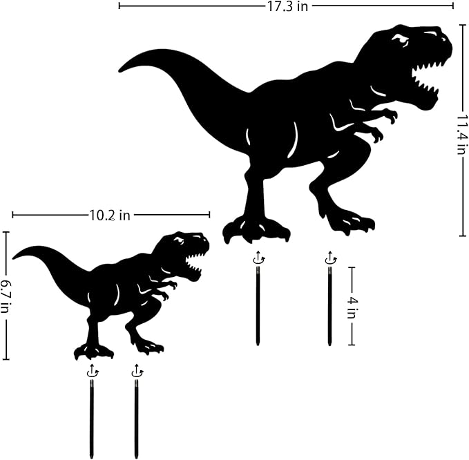 Dinosaur Metal Garden Stakes Decorative Dinosaur Gifts for Adults/Men/Women,Black Silhouette Statues for Yard Art,Outdoor Decor,Outside,Patio,Lawn Ornaments,Garden Decorations