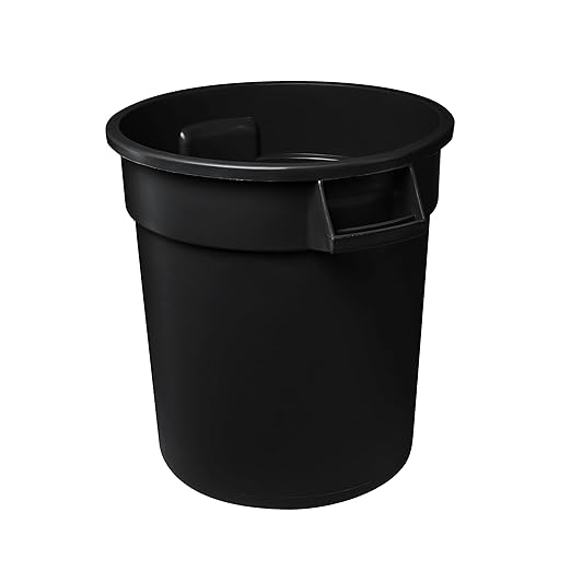 Feed and Seed Storage Container, 20 Gallon Black Round Commercial Trash Can/Ingredient Bin, Food Storage Plastic Bin, Use in Agricultural, Gardening, or Household
