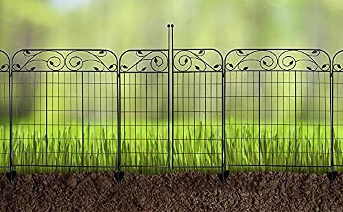 1 Pack Black Coated Steel Decorative Garden Fence Gate 8 Leaves, 44 Inches x 36 Inches