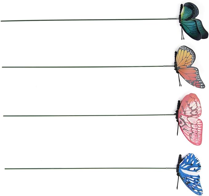 24pcs Butterfly Garden Posts - Colorful Metal Butterfly Decorations for Outdoor Gardens, courtyards, Flower beds, Indoor planters, Party Decorations - Waterproof Material
