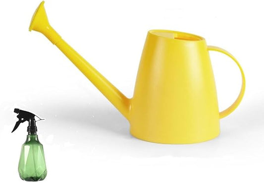 Indoor Plant Watering can, Outdoor Garden Flower Small Watering can, Outdoor Plant Long Spray Bottle 1.8L 1/2 Gallon, with a complimentary 11.8-Ounce Spray Bottle (Yellow)