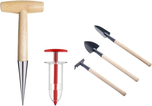 5 Pieces Garden Tools Set for Gardening Women Weeding Hoe rake Spade Greenhouse Indoor Small Hand Planting Tools kit Bonsai Accessories