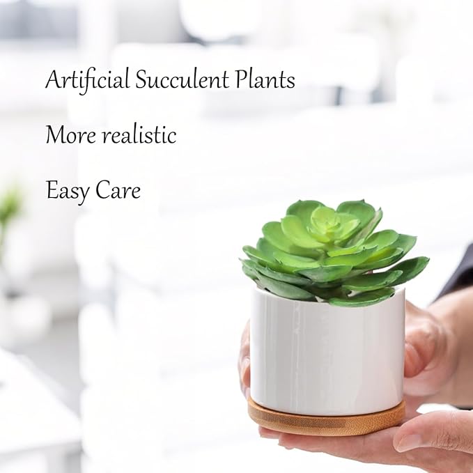 2Pcs Artificial Succulent Plants, Lotus Flower Realistic Fake Succulents, Fake Plant for Garden Arrangement Decor, Green