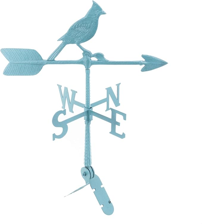 Montague Metal Products - Weathervane - Cast Aluminum Weathervane -Includes Roof Mount - 6 Colors Available (Cardinal, Verdigris)