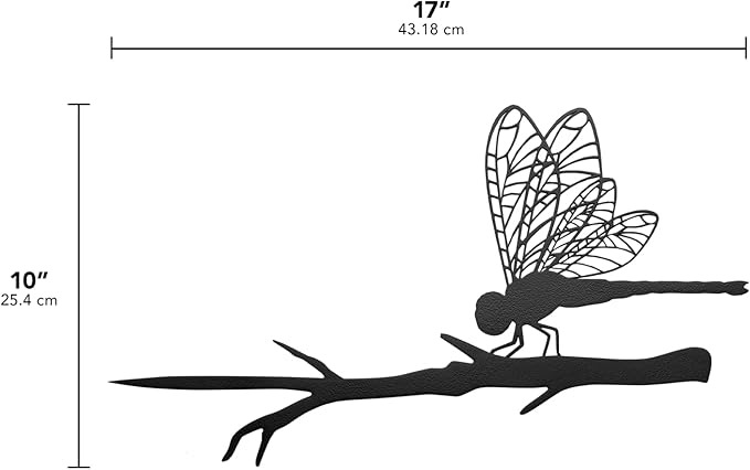 Dragonfly Metal Tree Spike Silhouette – 17” Laser-Cut Garden Decor – Weather-Resistant Outdoor Yard Art – Made in USA – Decorative Metal Garden Stake for Trees, Planters, and Landscapes