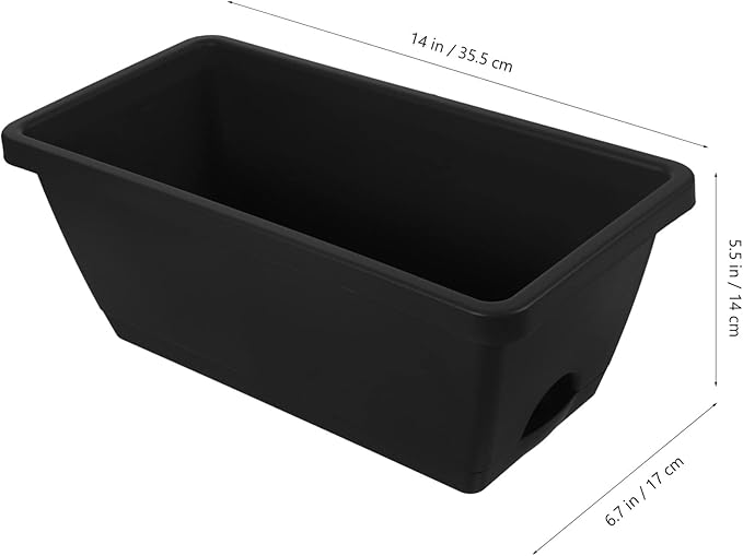 Alipis 4Pcs Window Box Planter - Plastic Vegetable Flower Planters Boxes 14 Inches Rectangular Flower Pots for Indoor Outdoor Garden, Patio, Home Decor Black