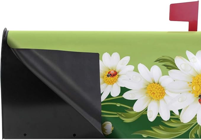 WOOR Daisies and Ladybugs Magnetic Mailbox Cover Spring Oversized-20.8"x 25.5"