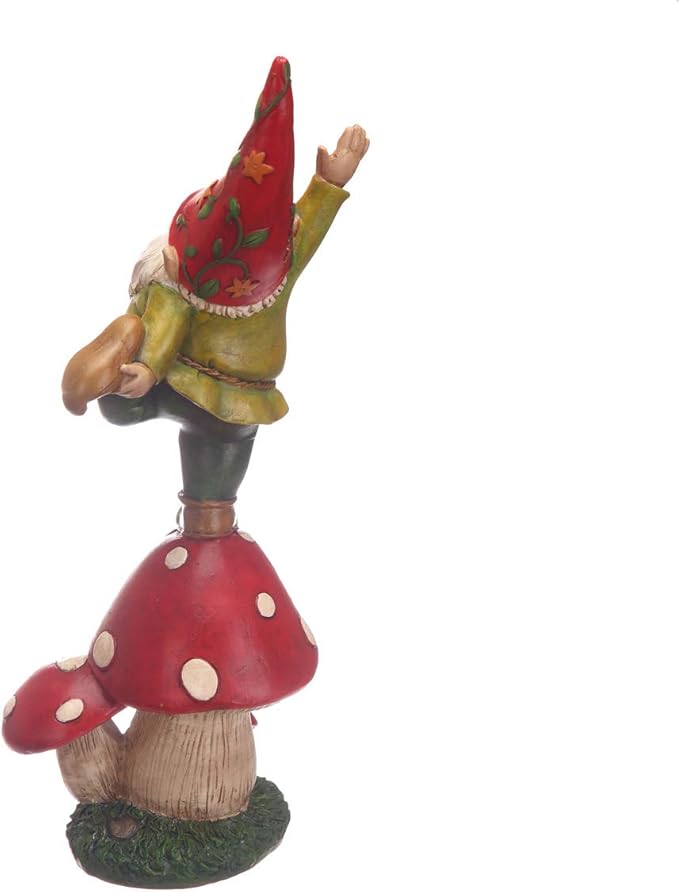 Topadorn Vegetable Garden Gnome Standing on Mushroom, Outdoor Decor for Yard & Patio, Funny Christmas & Holiday Statue Gift