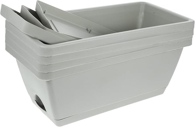 Alipis 4pcs Box Rectangular Pot Large Outdoor Planters Deck Plant Container Pot Outdoor Home Gardening Houseplant s Large Container Flowers Tray Plastic