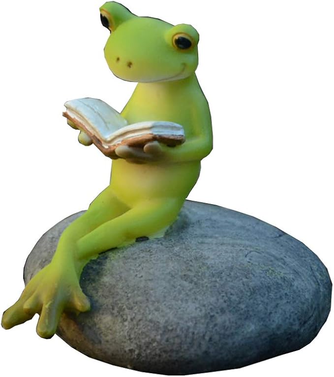 Miniature Fairy Garden Frog Figurine- Self-Growth Reading Frog