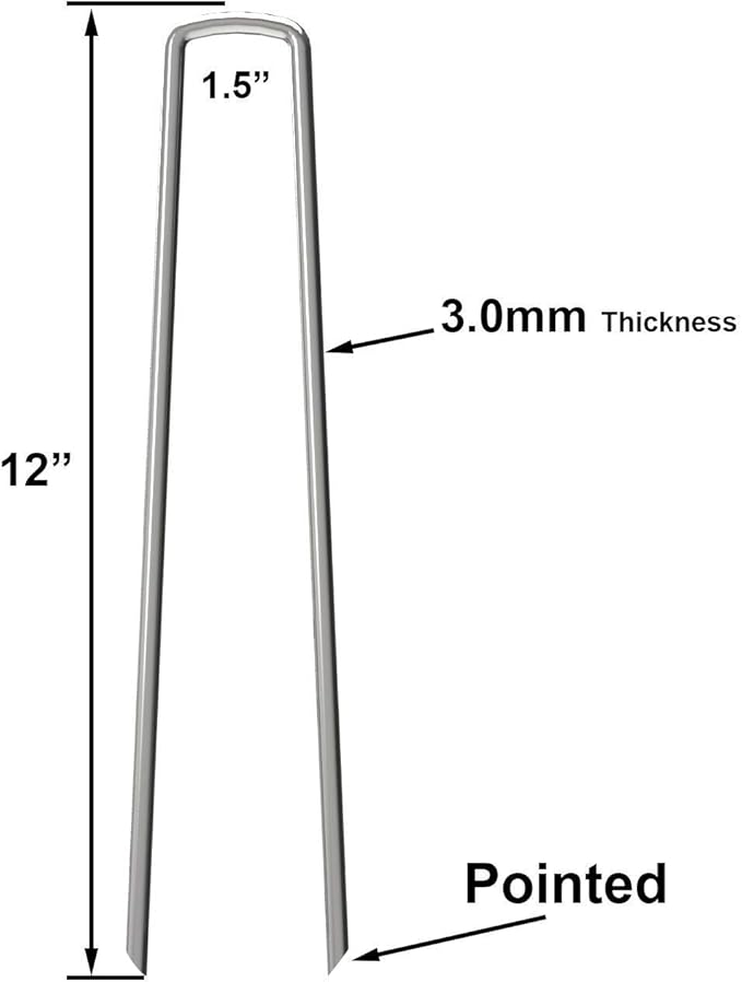 200 Pack 12" Garden Stakes Pins,Heavy Duty Garden Landscape Staples Stakes Pins Galvanized Landscape Fabric Staples Sod Ground Staple for Anchoring Weed Barrier Fabric