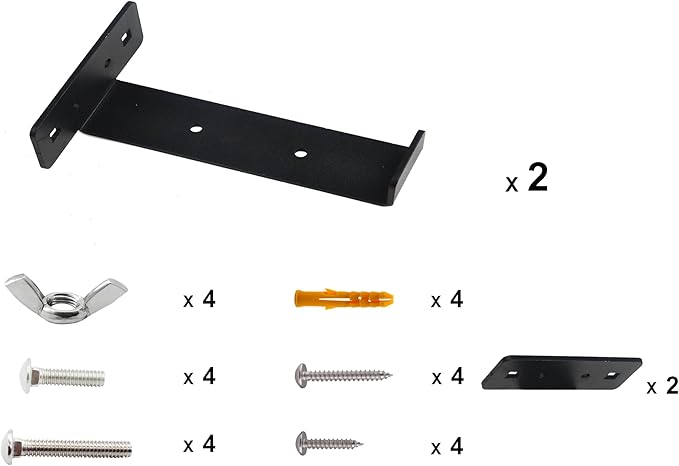 Balustrades Flower Box Supports, Planter Box Supports, Window Box Supports (6 Inches)，for Balustrades, Terraces, Decks, Balconies, Fences. (Black 2 PCS)