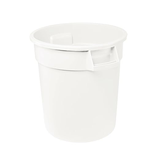 Feed and Seed Storage Container, 20 Gallon White Round Commercial Trash Can/Ingredient Bin, Food Storage Plastic Bin, Use in Agricultural, Gardening, or Household